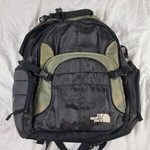 The North Face Reservoir Backpack Black Green Nylon Hiking Camping Outdoor Bag